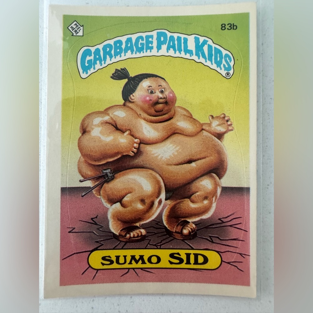 Rare 1985 Topps Garbage Pail Kids Card, Series One, Sumo Sid 83b